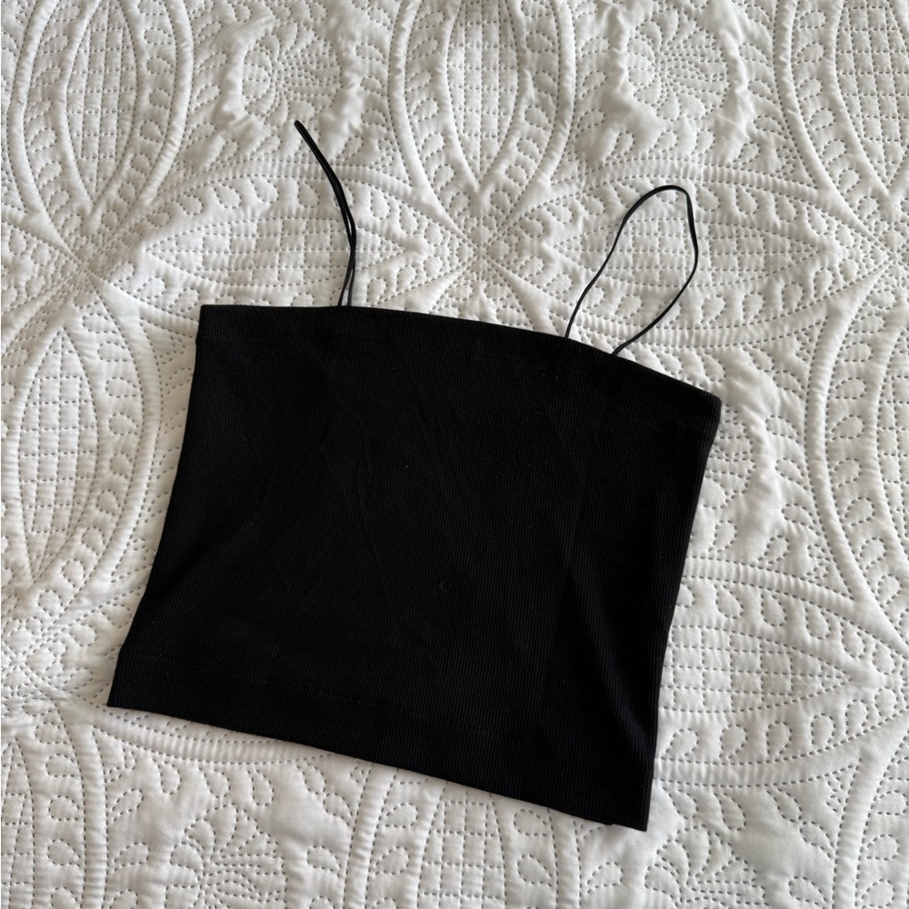 American Eagle Outfitters Black Fitted Crop Camisole